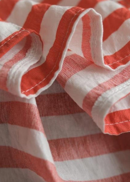 Black O Neck Striped Low High Design Cotton Shirt Top Summer