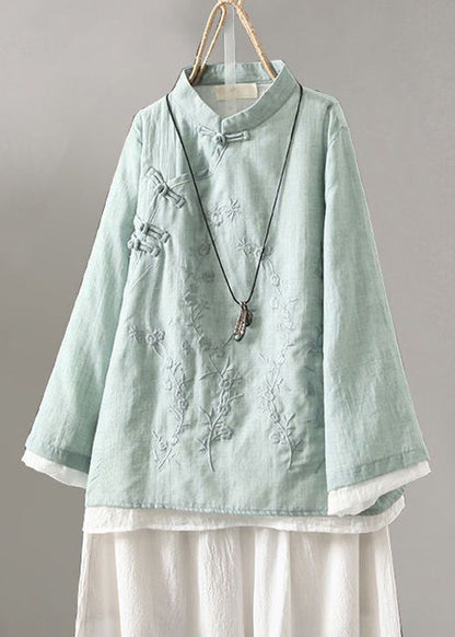 New White Embroidered Button Cotton Shirts Long Sleeve