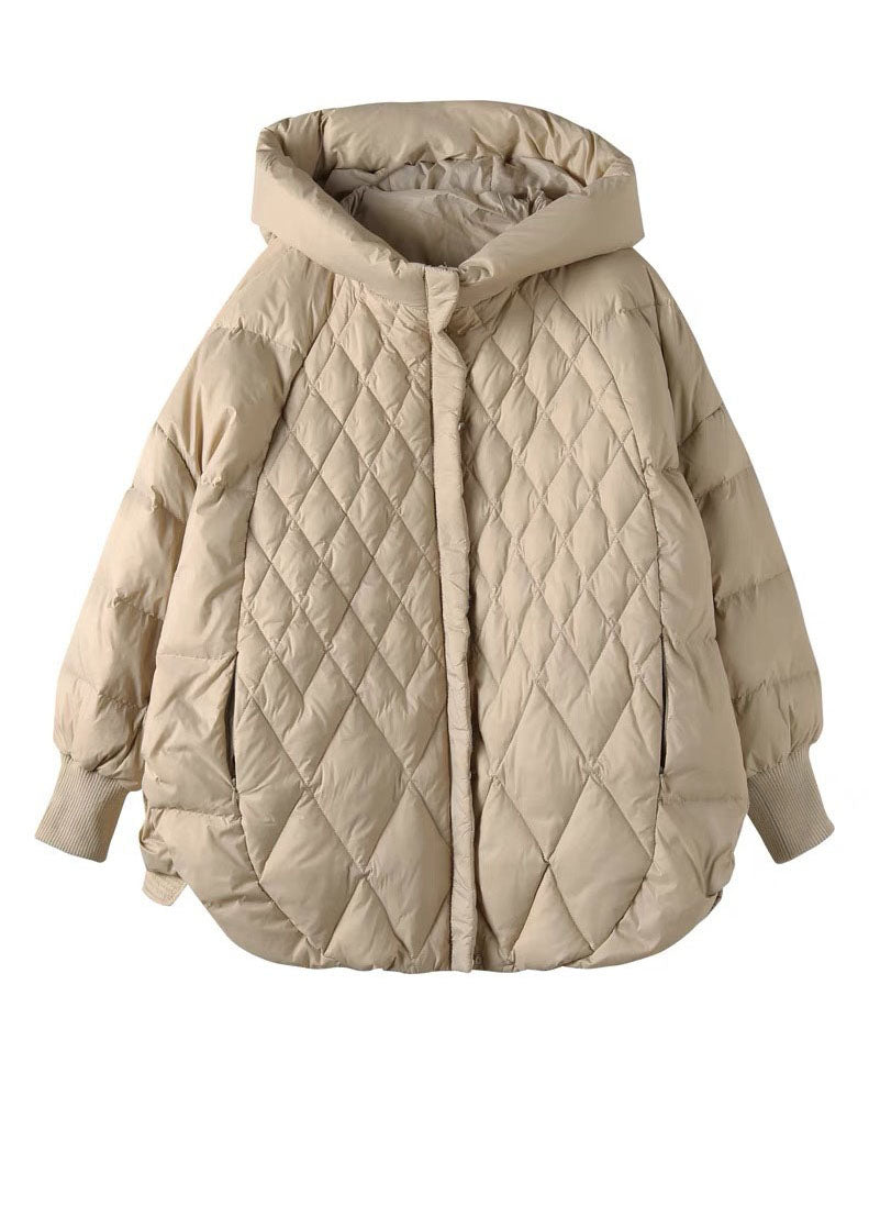 Khaki Zip Up Duck Down Winter Down Coat