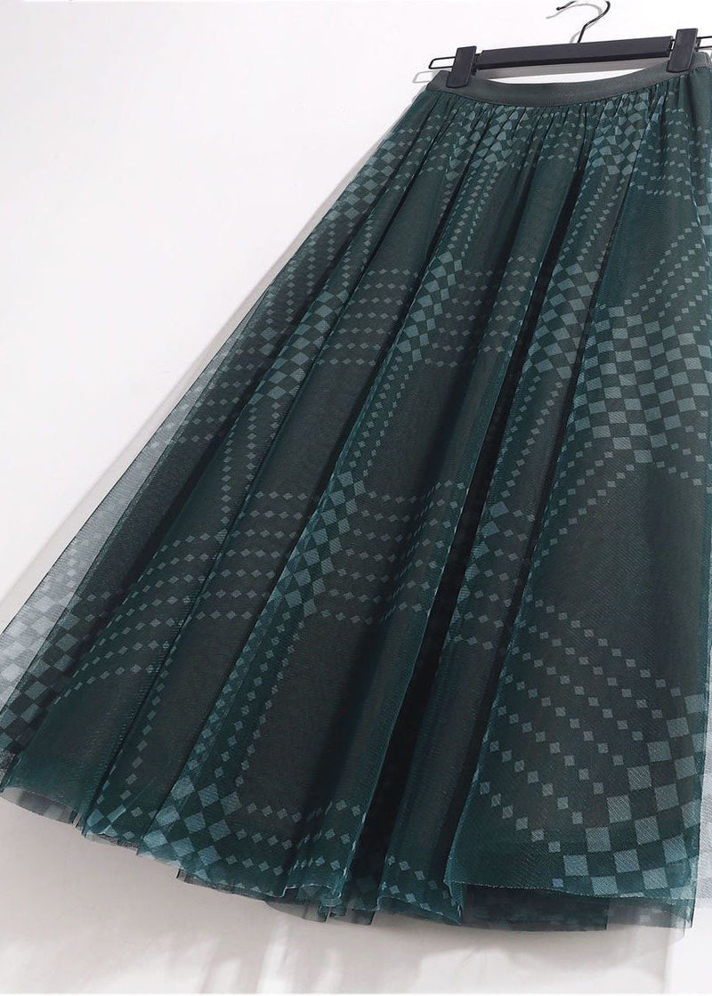 Green High Waist Exra Large Hem Tulle Skirts Spring