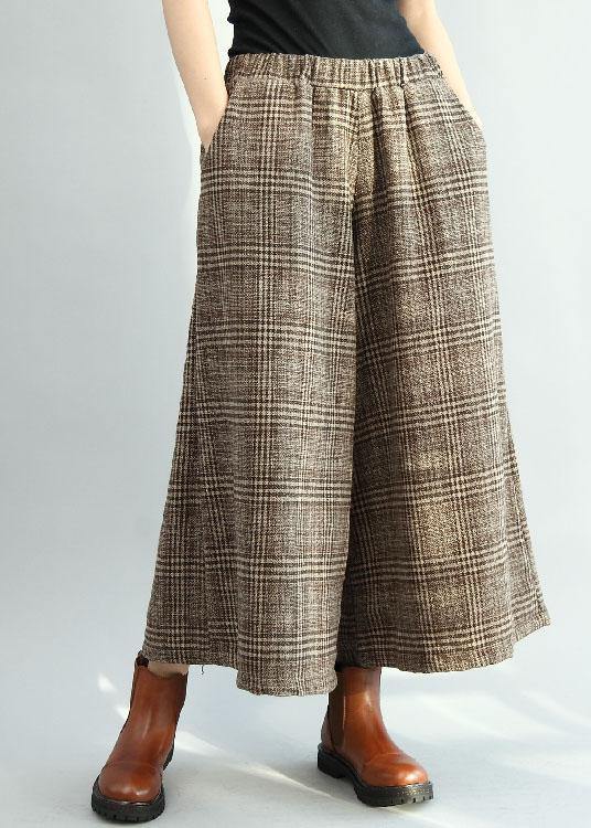 Stylish Khaki Loose Pockets Wide Leg Fall Pants