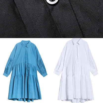 Lapel Cinched Spring Clothes for Fabrics Blue Dresses