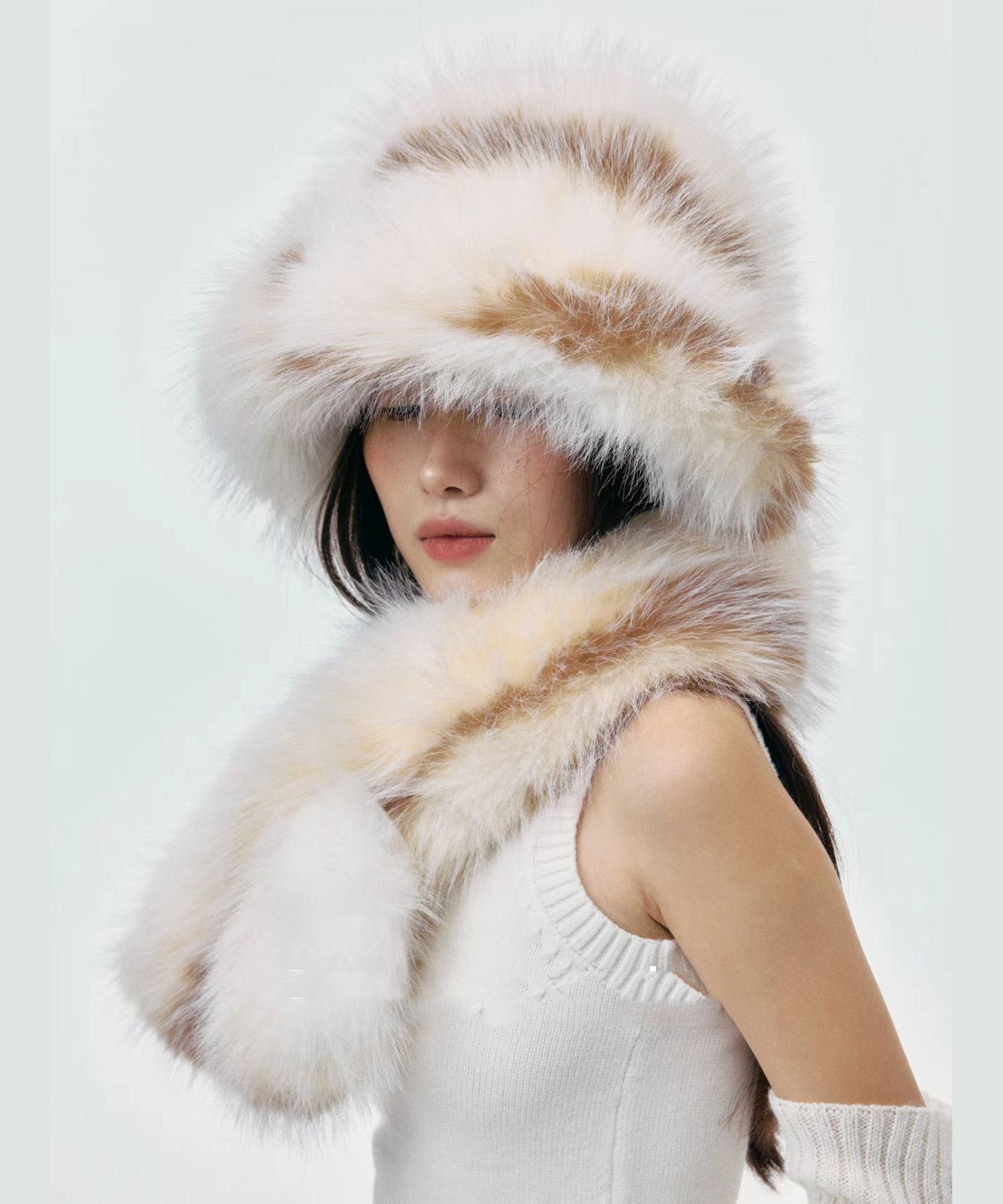 Thick Fuzzy Fur Fluffy Hat and Scarf Two Piece Set
