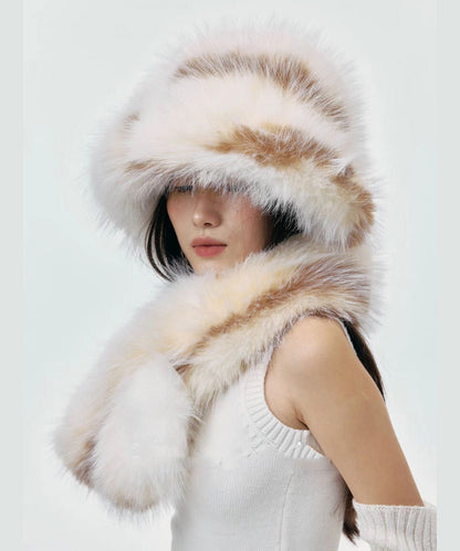 Thick Fuzzy Fur Fluffy Hat and Scarf Two Piece Set