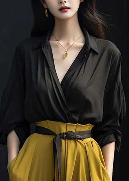 Yellow Peter Pan Collar Butto Shirt Fall