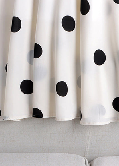 Apricot Dot High Waist Chiffon a Line Skirt Summer