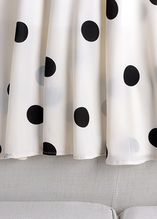 Apricot Dot High Waist Chiffon a Line Skirt Summer