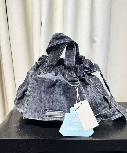 Classy Navy Durable Denim Tote Handbag