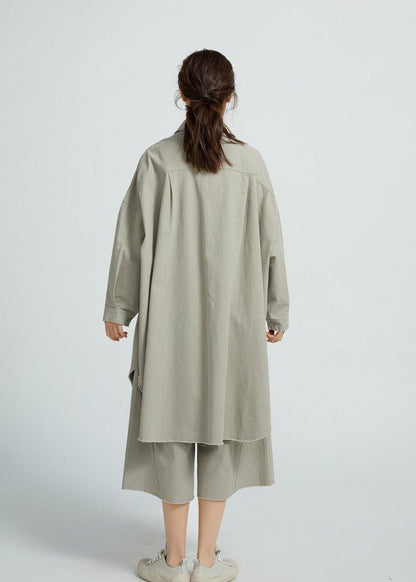 Cotton Long Shirt Tunics for Wardrobes Gray Dresses