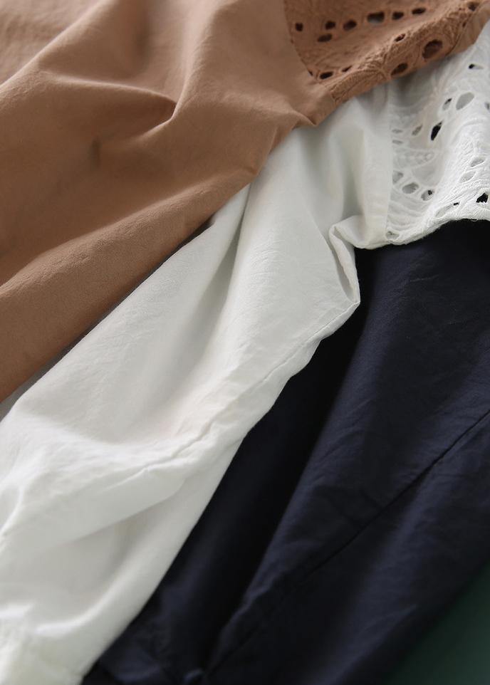 Diy Chocolate Hollow Out Cotton Blouse Top Summer