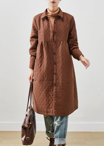 Brown Oversized Fine Cotton Filled Winter Coats