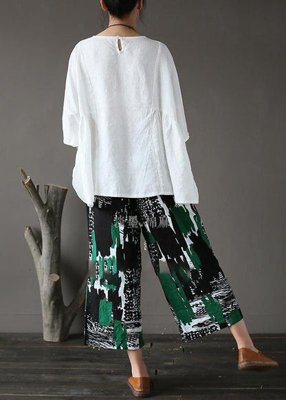 White U Neck Linen Top Summer
