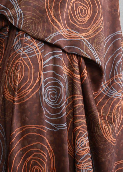 Chocolate Print Quilting Clothes O Neck Asymmetric Spring Dresses