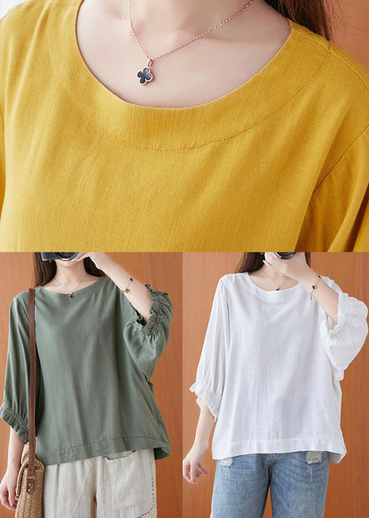 Yellow Ruffled Cotton Summer Shirt Top