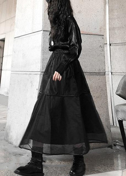 Black Tulle Patchwork a Line Skirts Summer