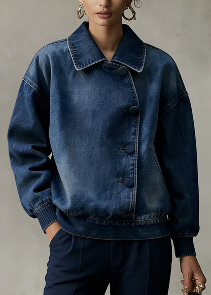 Blue Peter Pan Collar Denim Coats Spring