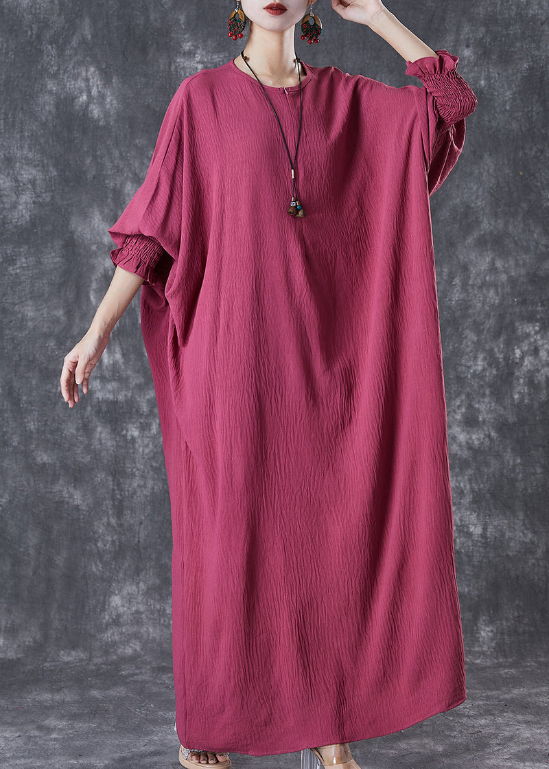 Red Oversized Lengthen Cotton Robe Dresses Fall