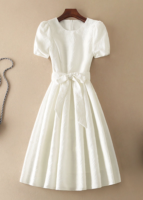 Diy White Zip Up Bow Dresses Short Sleeve