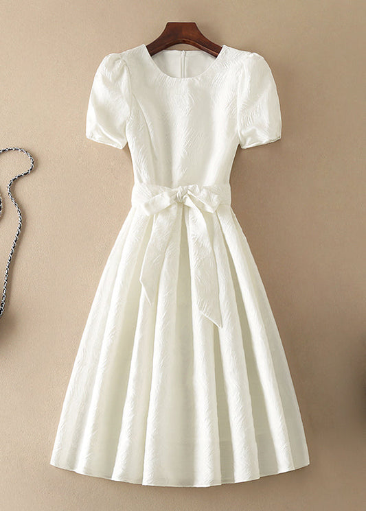 Diy White Zip Up Bow Dresses Short Sleeve