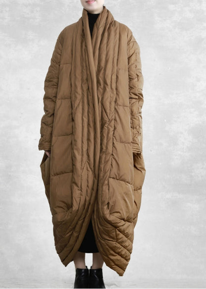 Khaki Warm Duck Down Down Jacket Oversized Winter