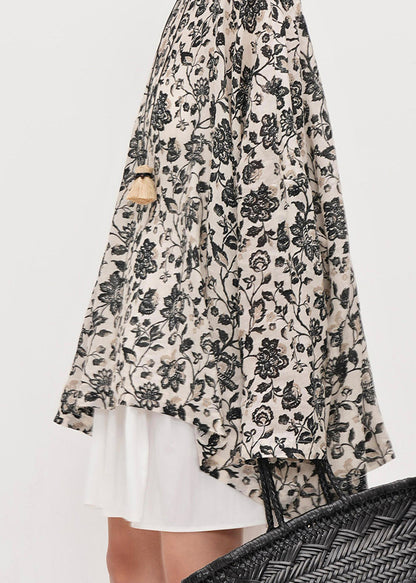 Apricot Oversized Print Linen Pullover Top Fall