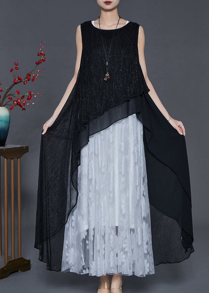 Black Asymmetrical Layered Tulle Holiday Dress Summer
