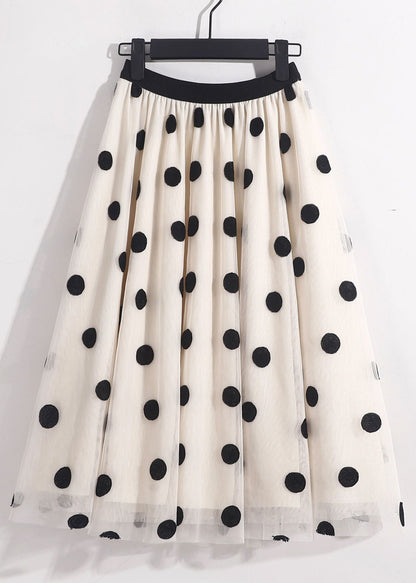 Blue High Waist Oversized Dot Print Tulle Skirt Spring