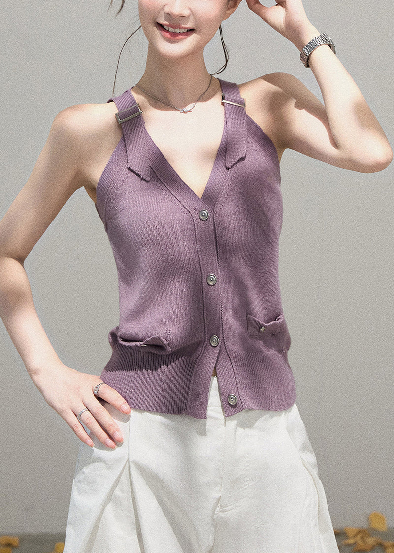Simple Purple Knit Two Piece Set Clothing Fall