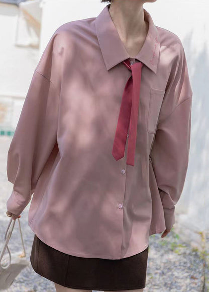 Yellow Embroideried Button Patchwork Cotton Shirt Fall