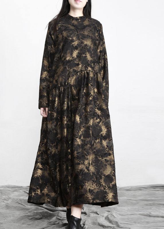 Art Black Print Asymmetrical Design Fall Vacation Dresses