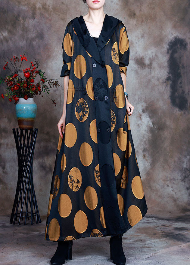 Yellow Hooded Drawstring Coat Spring