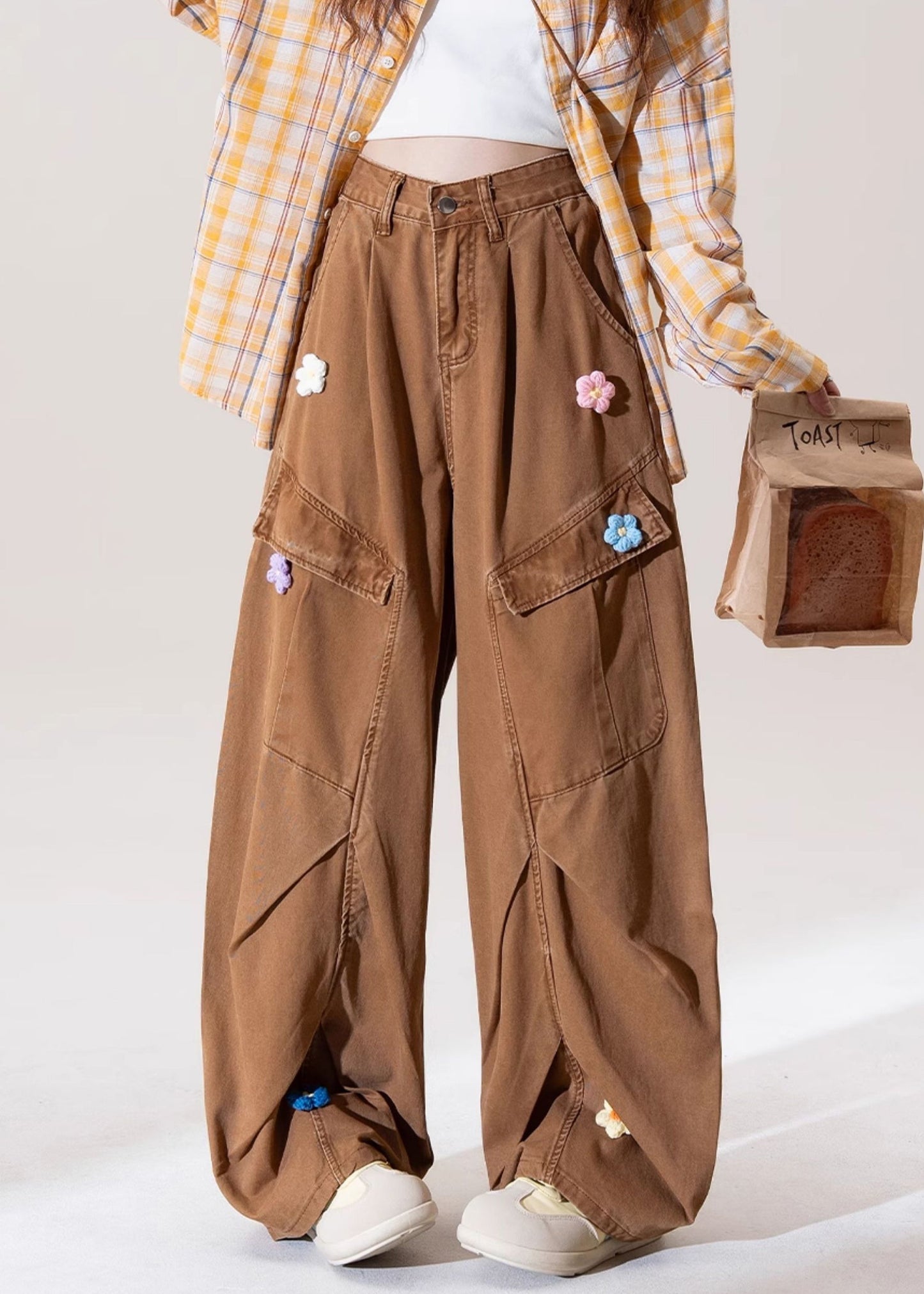 Italian Coffee Pockets Denim Straight Pants Fall