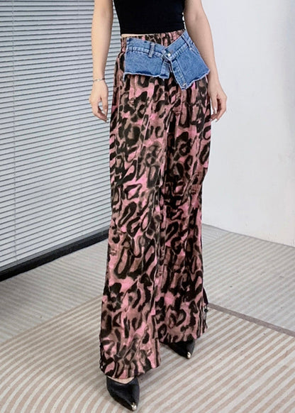 Purple Leopard Print Patchwork Pants Summer