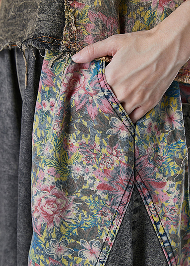 Diy Asymmetrical Patchwork Denim Two Piece Set Clothing Fall