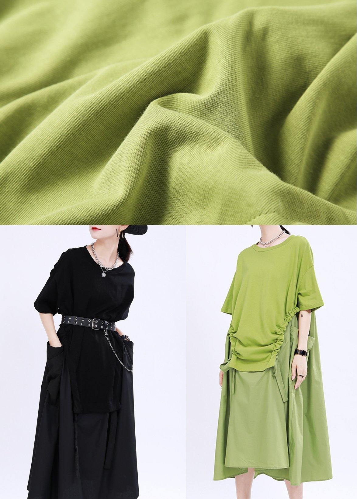 Comfy Black Patchwork Pockets Summer Cotton Dress