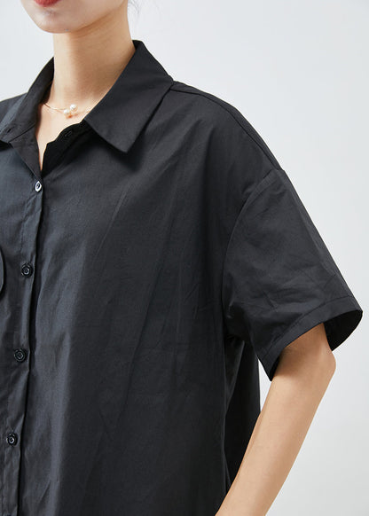 Black Asymmetrical Patchwork Cotton Maxi Dresses Summer