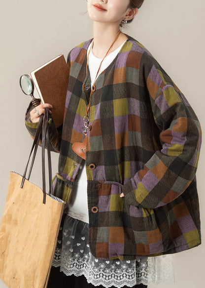 Plaid Warm Parka ,top and Wide Leg Pants Three Pieces Set Winter
