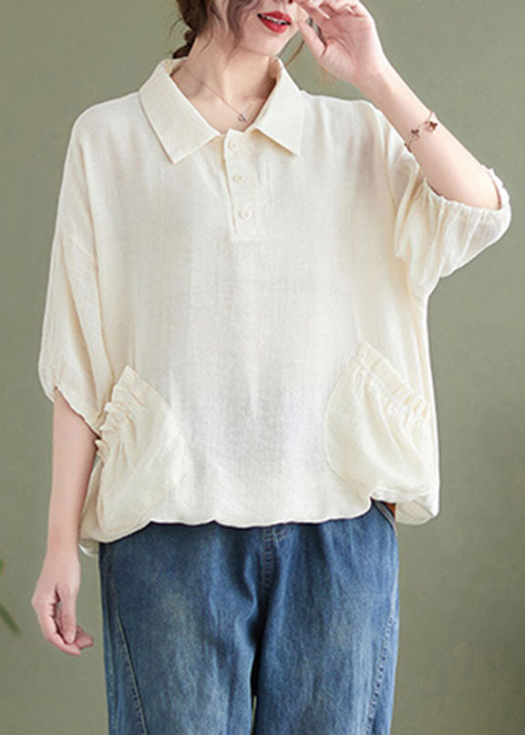 Khaki Patchwork Button T Shirt Short Sleeve