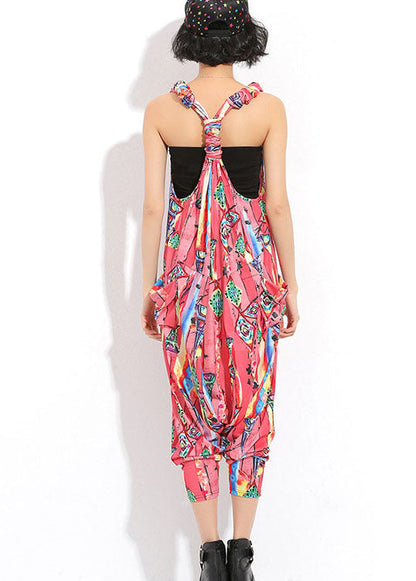 Grey Pockets Print Silk Jumpsuit Spring