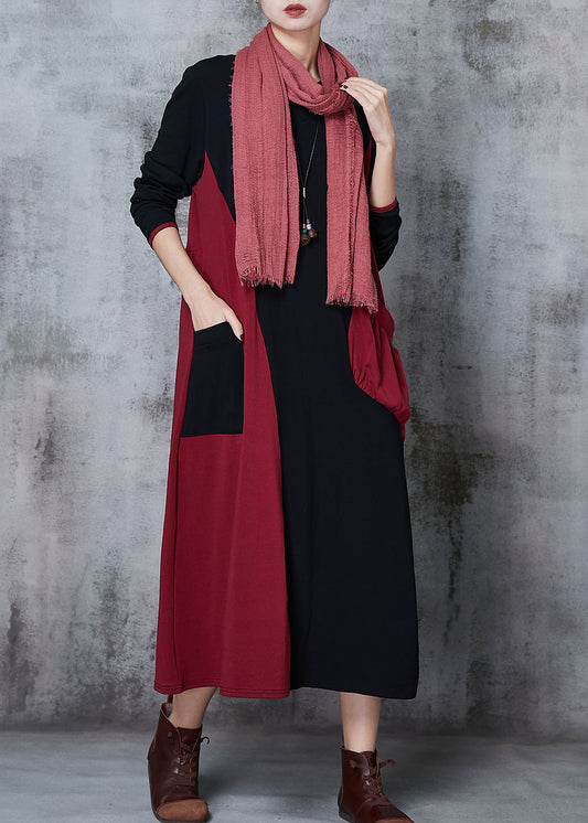 Colorblock Asymmetrical Patchwork Cotton Robe Dresses Spring