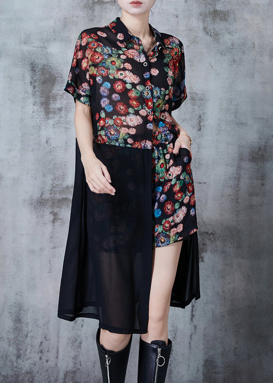 Print Patchwork Chiffon Two Piece Set Summer