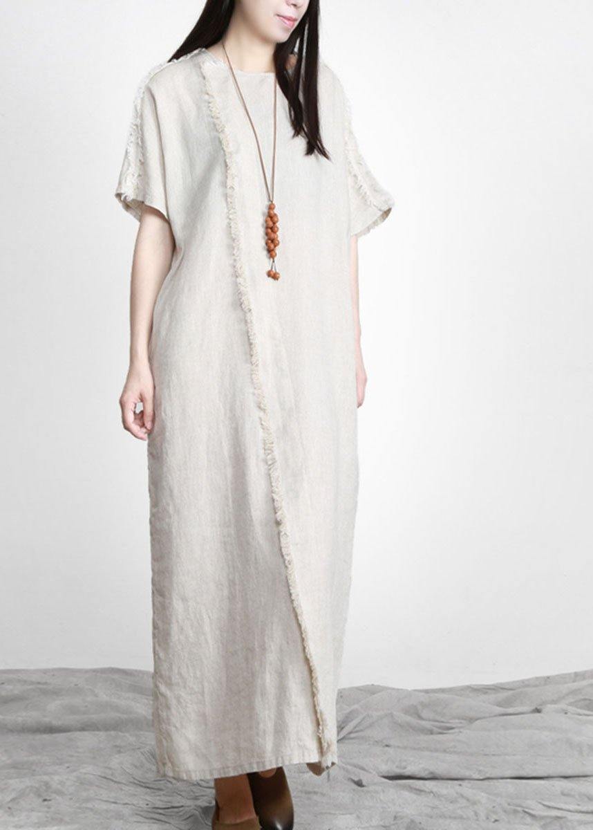 Linen Patchwork Maxi Dress Burrs