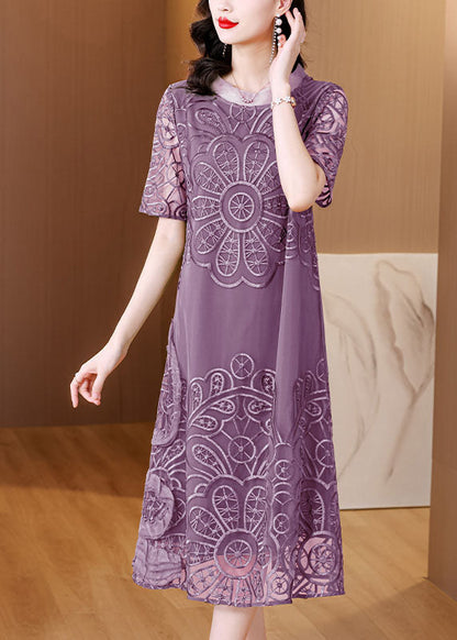 Green Embroideried Ruffled Tulle Long Dresses Short Sleeve