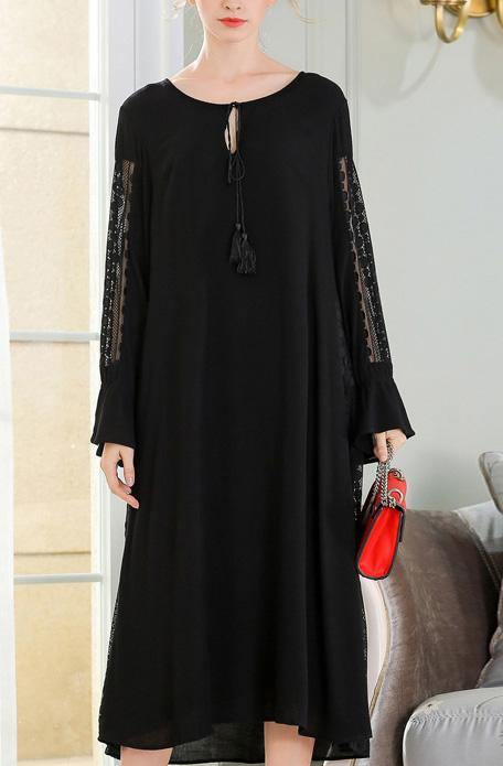 Diy Black Cotton Linen Patchwork Maxi Summer Dress