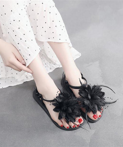 Black Splicing Beach Holiday for Flat Sandals