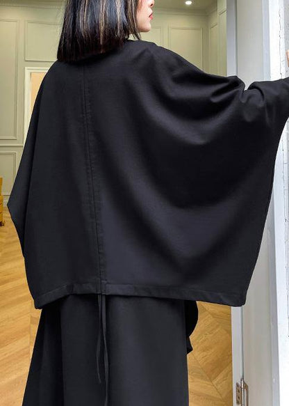 Loose Black Pockets Zippered Jackets Spring