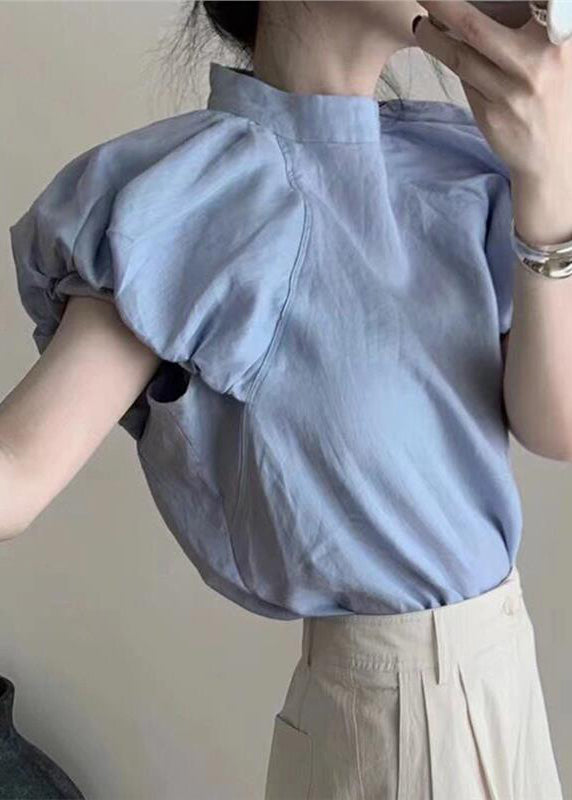 French White Puff Sleeve Cotton T Shirt Top