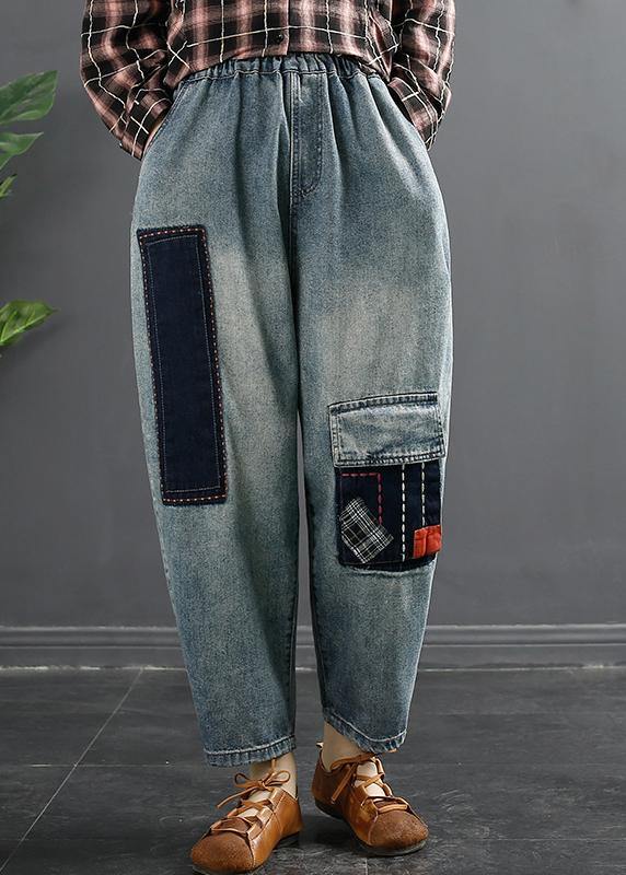 Retro Patch Embroidered Jeans Spring Loose Harem Pants