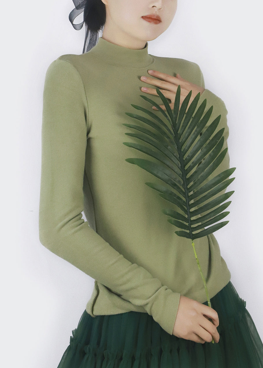 Slim Fit Green Thick T Shirt Tops