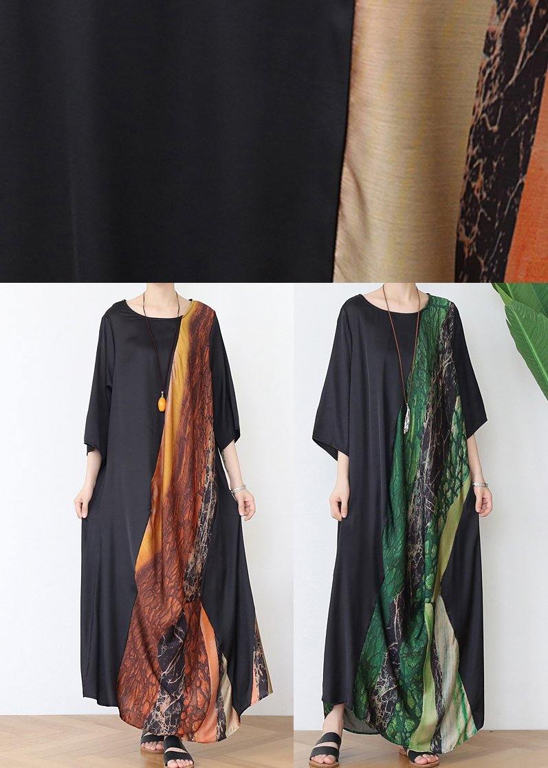 Stylish Chocolate Print Chiffon Loose Summer Vacation Dresses